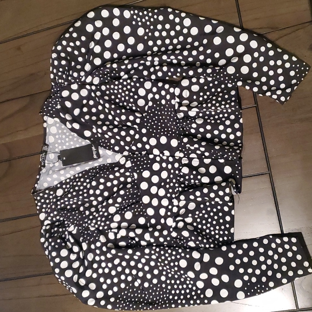 Nasty Gal Puff Sleeve V Neck Blouse In Print, Size 10, NWTs
